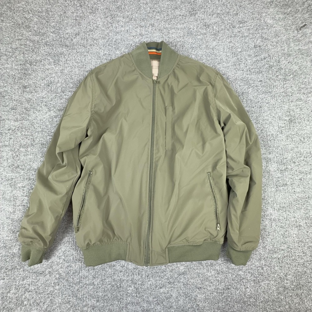 Hudson & Barrow Jacket Mens Medium Green Bomber Full Zip Lined Microfiber